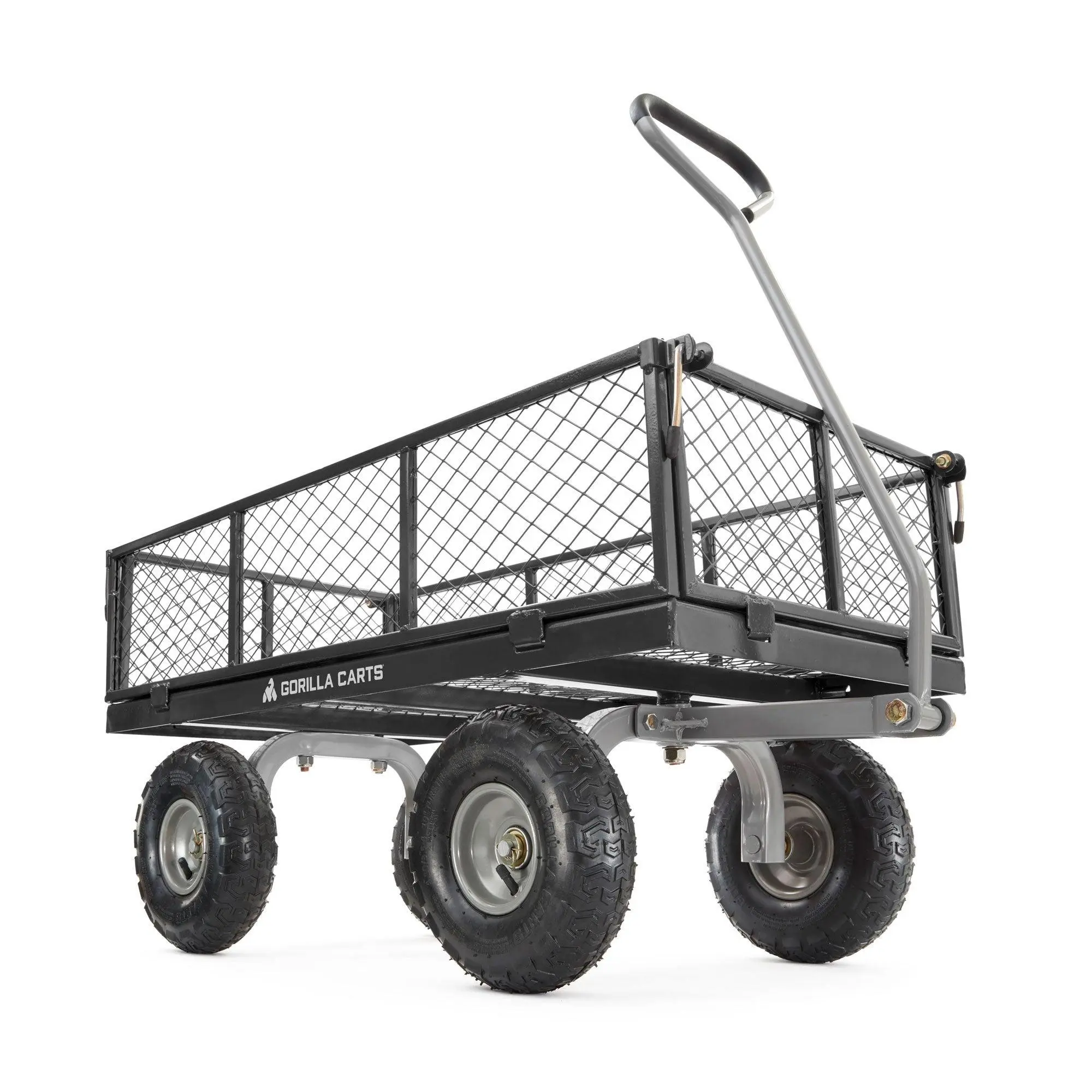 Gorilla Cart 800 Pound Capacity Heavy Duty Steel Mesh Utility Wagon Cart, Black Cart On Wheels Gorilla Cart 800 Pound Capacity Heavy Duty Steel Mesh Utility Wagon Cart, Black Cart On Wheels