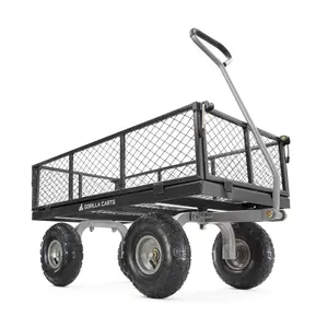 Gorilla Cart 800 Pound Capacity Heavy Duty Steel Mesh Utility Wagon Cart, Black