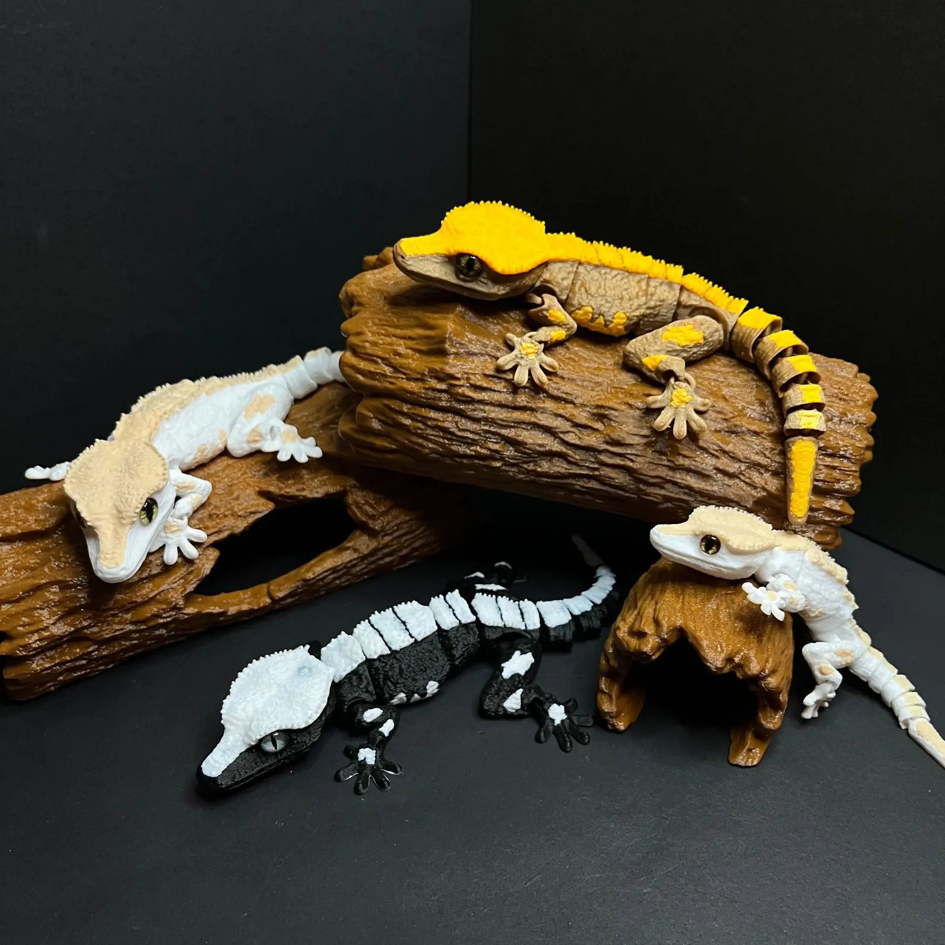 3D-Printed Articulated Leopard Gecko Figurine - Durable Decorative Figurines Collectibles, Movable Joints Animal Statue, Mini 3D-Printed Figures Doll Ornaments Desk Home Supply with Box for Enthusiasts