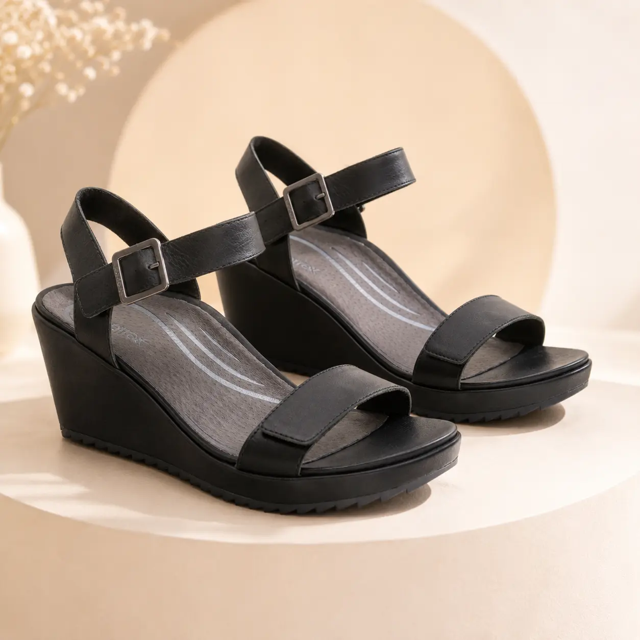 Aetrex Andrea Women's Heeled Leather Sandals - Quarter Strap Wedge with Built-In Orthotic Arch Support & Adjustable Straps, High Heel, Classy, Shoe