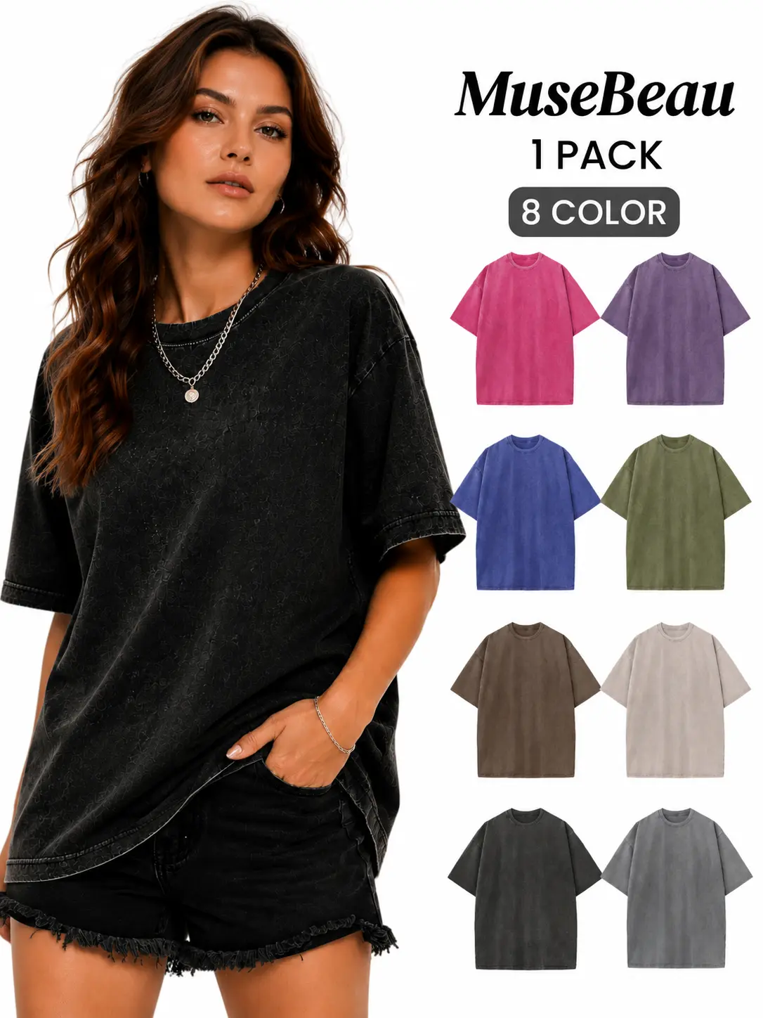 1 Pack Men And Women's Acid Washed T-Shirt,240g Heavyweight Vintage Cotton Crewneck Top, Loose Fit Vintage Breathable Pure Cotton Crew Neck Short Sleeve Oversized Tees,Casual Loose Fit Streetwear Tee Tops,Retro Streetwear Menswear Womenswear,summeroutfits