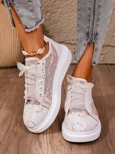 New Spring Summer 2026 Round Toe Thick Sole Low Top Lace Up Sport Shoes, Casual Outdoor Running Sneakers, Large Size Single Shoe