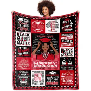 African American Graduation Gifts Throw Blanket 60" X 50", Graduation Gifts for Her, Black Girl Graduation Gifts, 2026 Graduation Gifts for Black Queen, Graduation Blanket for Black Women