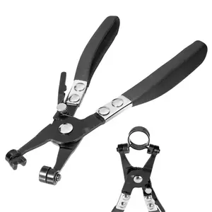 Hose Clamp Pliers Heavy Duty Hose Clamp Tool with Locking Device and Non-Slip Handle Removal and Installation Tool for Ring-Type and Flat-Band Hose Clamps (Black)