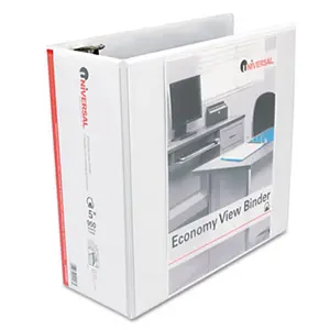 Universal 20997 Economy D-Ring Vinyl View Binder 5'' Capacity White