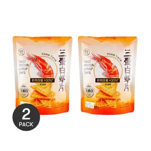 FRESHIPPO 3 Protein Shrimp Chips - 2 Packs, 108g Each | Healthy, Non-Fried, High Fiber & Protein Snack | 30%+ Shrimp Meat
