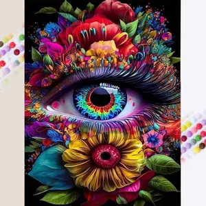 1pcs 5D DIY handmade diamond painting set, 5D diamond art kit, DIY decoration, eyes, flowers, colorful diamond painting set full round drill DIY, mosaic, diamond art, DIY art home decoration, suitable for Halloween and Christmas.