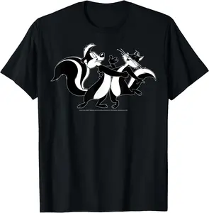 Looney Tunes Pepe Le Pew & Penelope Portrait Unisex T-Shirt Cotton Menswear Man Classic