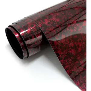 Forged Carbon Fiber Vinyl Wrap for , High Gloss Crushed Stone  Wrap Vinyl Roll, PVC Self-Adhesive DIY Auto Sticker Decal (Red, 1ft x 10ft)