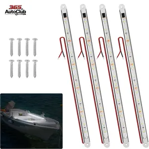 4PCS White Marine LED Strip Lights, Waterproof Boat Interior Lighting, Night Fishing LED Light Strip Suitable for Pontoon, Dinghy, Kayak,truck,car and Yacht Decoration