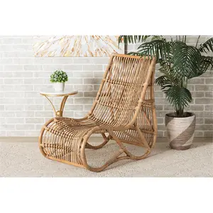 Baxton Studio  Genera Modern Bohemian Natural Brown Rattan Lounge Chair