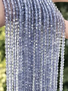 Natural Iolite 3mm Faceted Diamond Micro Cut  Round Iolite rare 12" Strand.AAA clear quality gemstone beads for jewelry making.