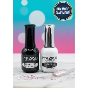 Pyramid Professional Gel Chrome Top & Base Coat Gel Polish 15 mL - 05 fl.oz NEW