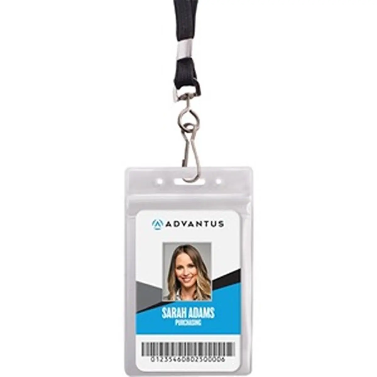 ID Holder & Lanyard Combo Pack, Black & Clear - Pack of 20