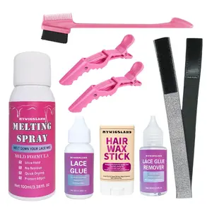 Hair Wax Spray & Lace Glue Set, 8 Counts/set Hair Wax Stick & Lace Glue & Comb, Professional Hair Care & Styling Product, Edge Control Gel, Strong Hold Gel, Haircare Gel, Hair Products