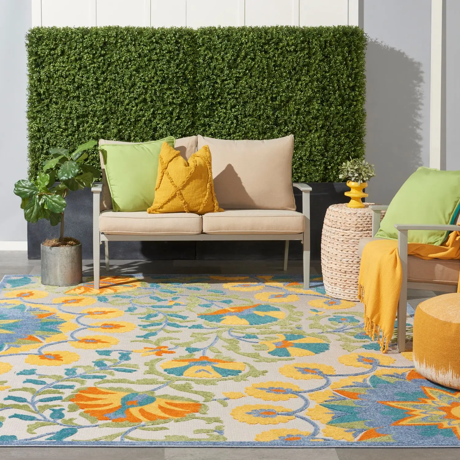 Nourison Aloha Transitional Floral Outdoor Area Rug Nourison Aloha Transitional Floral Outdoor Area Rug