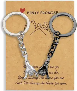 Gifts for Boyfriend - 2PC Pinkie Promise Matching Couples Keychain Gift for Boyfriend Girlfriend Long Distance