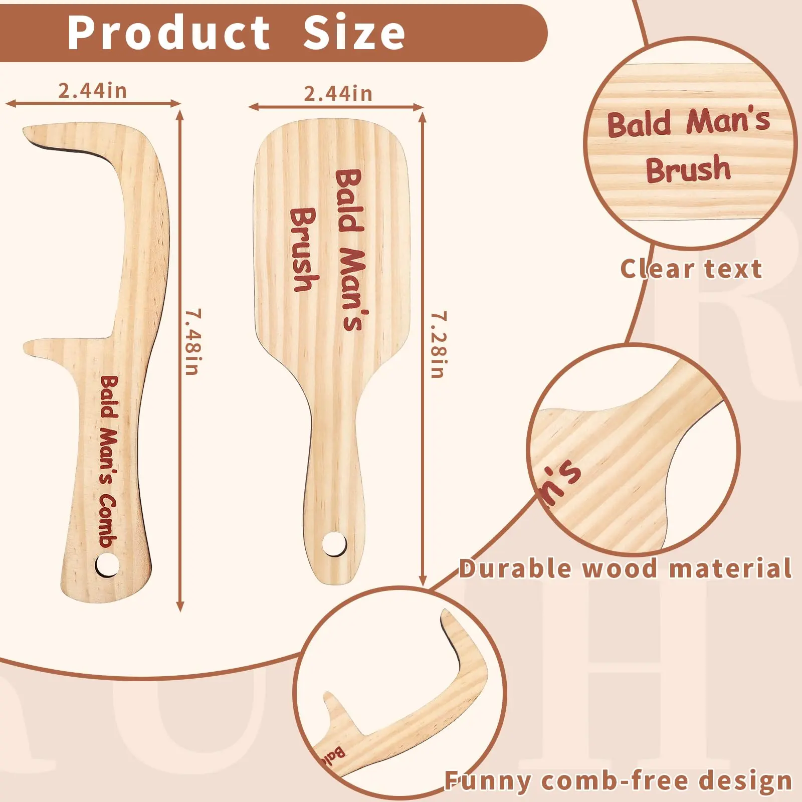 2PCS Funny Bald Mans Comb Funny Gag Gift Over The Hill Party Gift