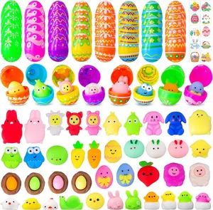 40-Pack Filled Easter Eggs with Mochi Squishy Toys and Tattoos – Perfect for Kids' Easter Egg Hunts, Party Favors, Basket Stuffers, and Classroom Prizes