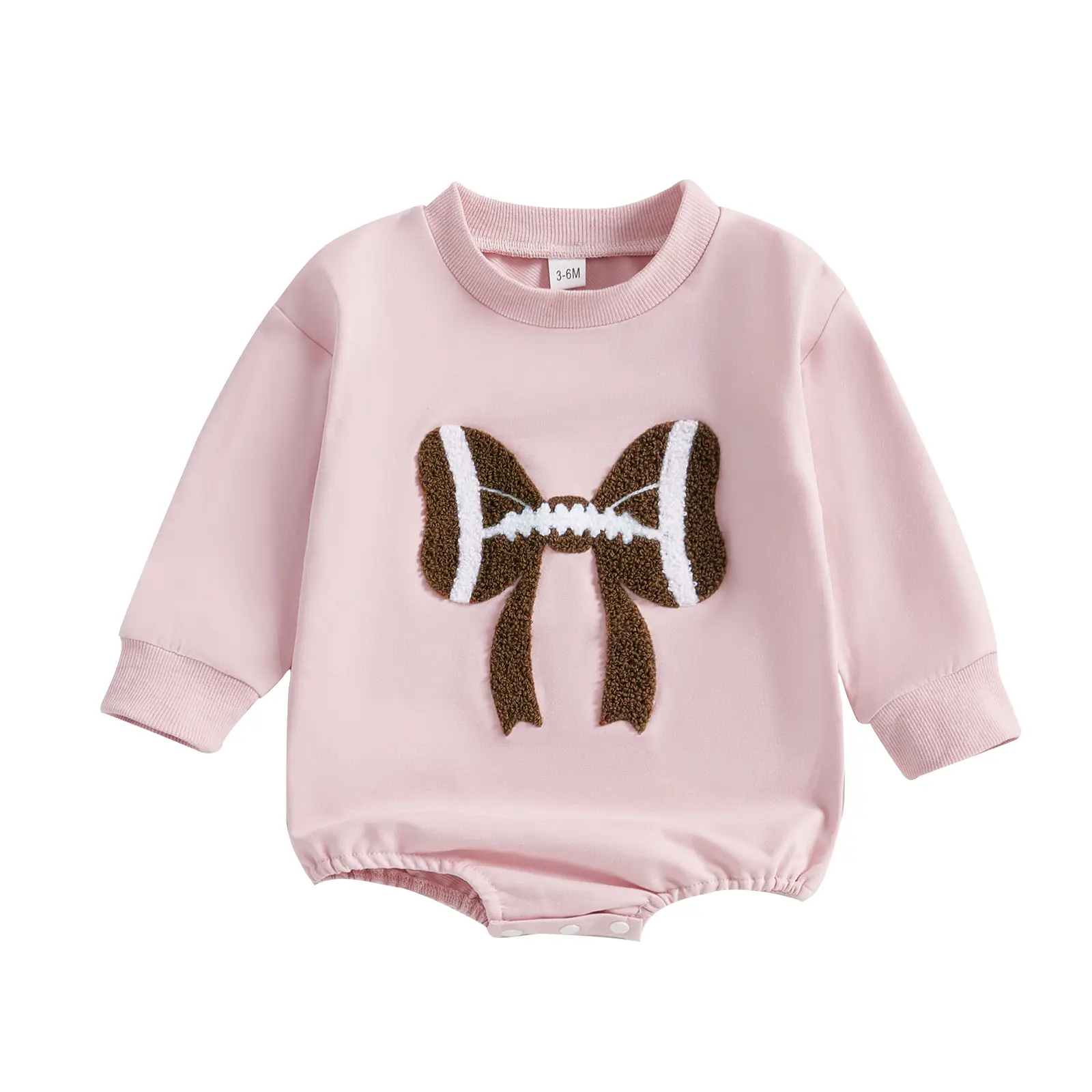 REDWOON Newborn Baby Boy Girl Football Outfit Football Bow Sweatshirt Romper Oversized Long Sleeve Bubble Romper Bodysuit