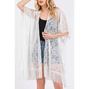 Lace Luxe White Fringe Kimono | URBAN ECHO SHOP