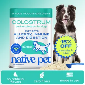 Native Pet Colostrum for Dogs – Bovine Colostrum Powder – Allergy Relief, Immune Support & Itchy Skin Treatment – Dog Multivitamins for Skin & Gut Health – Puppy Milk Replacement & Prebiotic Boost Immunity