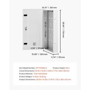 VEVOR Media Enclosure, 28-Inch, Structured Media Center with Vented Hinged Door, Cable Management Box, Structured Wiring Multi-Media Cabinet, Recessed Electrical Media Box, for Network Distribution