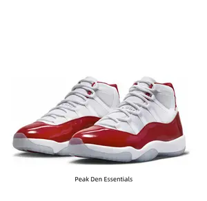 White leather + Cherry red patent + Icy outsole. These highs are pure fire