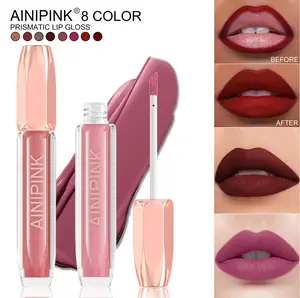 AINIPINK Diamond Tube Matte Lip Gloss, Viral Liquid Lipstick, Long Lasting Non-Stick Cup, High Pigment Velvet Lip Stain, Trendy Shades for All Skin Tones Glaze soft diverse