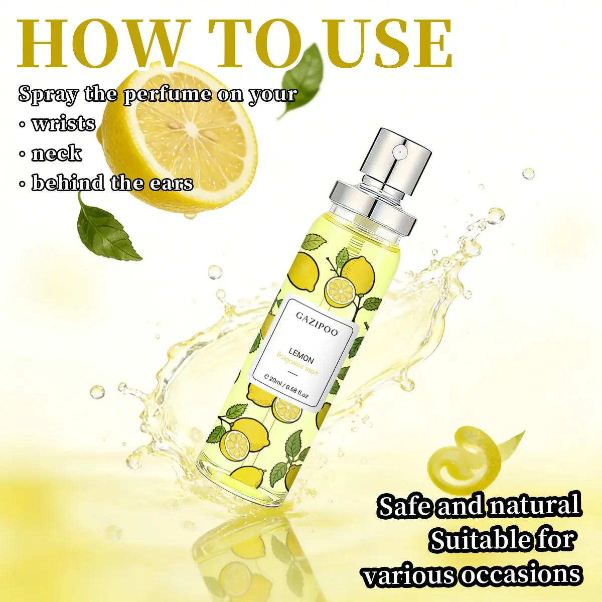 Lemon Scented Body Mist 20ML, Fresh Lemon Fragrance, Long-Lasting, Perfect for All Occasions, Ideal Gift, Birthday, Valentine's Day