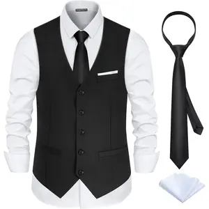 Men’s Suit Vest 3-Piece Slim Fit| Satin Back Formal Waistcoat For Business& Casual