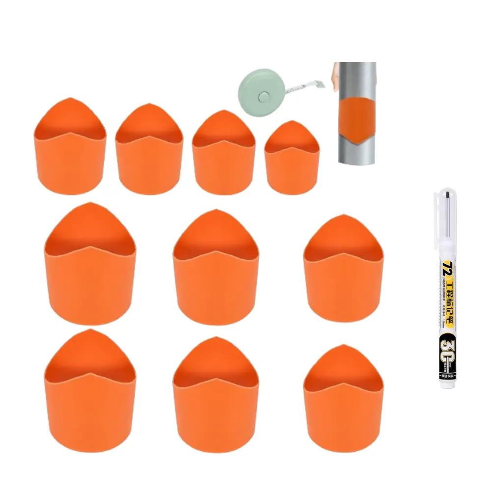 Pack of 10 Pipe Saddle Template with 1Pc Engineering Marker Pen Kit, Precision Pipe Saddle Template Cutting Guide for Accurate Arc Edge Contour, Time-Saving Layout Tool, Welding, Plumbing on ¾ inch to 8 inch (DN20mm-DN200mm) Pipes