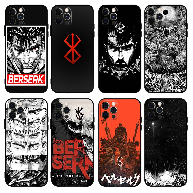 Berserk Anime Phone Cases For iPhone 17 Promax Pro Air 16 Plus 15 14 13 12 11 Black TPU Protective Cover Protection