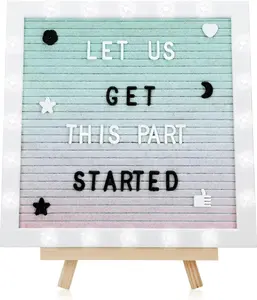 Changeable Felt Letter Board with LED Lights - 1010" Message Custom Signs &  Stand & 450 Letters, Poster Board for Christmas// Announcement/ Shower/Wall Decor Gifts, Gradient