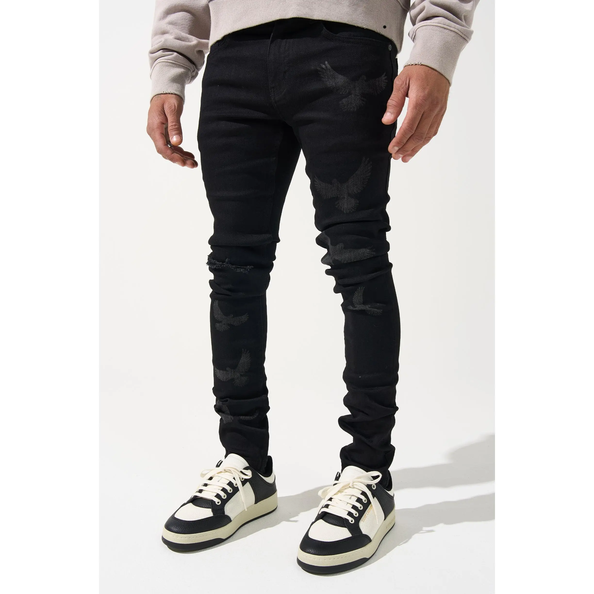 "PEACE" Black Jeans