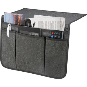 Bedside Caddy Bedside Storage Organizer Magazine Phone Tablet Remote Holder, Organizer Caddy for Home College Dorm Bed, Sofa, Bunk Bed (Dark Grey)