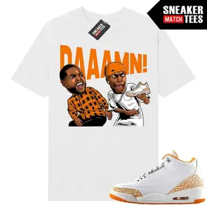 AJ 3 Orange Citrus Match T Shirt, DAAAMN Graphic Tee, 90s Hip Hop Tee, Gift For Women and Man Unisex T-Shirt, Cozy Gift