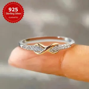 1pc of Simple and Cute 925 Silver 8-shaped Ring, Color Separation Design for Women, Pure Silver Wedding Ring - Exquisite Jewelry Gift, High-quality Engagement Ring, Women's High-quality Ring, Art Decoration Style Ring, Party Jewelry, Anniversary
