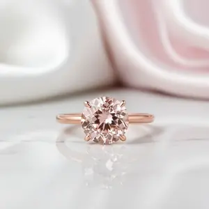 Round Cut Morganite Pink Engagement Ring