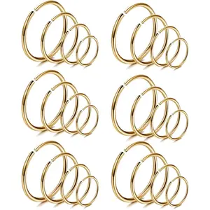 CASSIECA Unisex Geometric Body Jewelry Set, 18/24Pcs Hypoallergenic 316L Surgical Stainless Steel Nose Rings & Lightweight Small Hoops for Cartilage Tragus Helix Summervibes