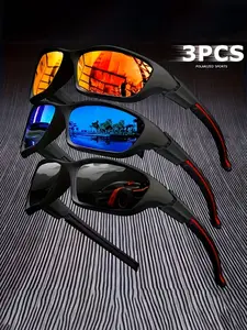 3 Pairs Fashion Mirror Sunglasses for Men & Women, Trendy PC Frame Design, Stylish Eyewear for Casual, Trendy Beach Eyewear, Perfect Gift Idea
