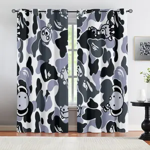 2 PCS Cartoon Camouflage Anime Style Blackout Curtains, Youthful Personalized Decorative Window Curtains, Easy to Open & Install, 85% Blackout Rate, Perfect Housewarming Christmas Birthday Gift for Teens & Trendy Toy Lovers