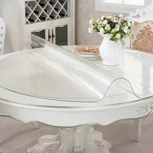 Environmentally friendly PVC round tablecloth 2.0MM | Scratch-resistant, waterproof, resistant to paint and stains, suitable for protecting glass/marble tabletops, suitable for home and commercial use