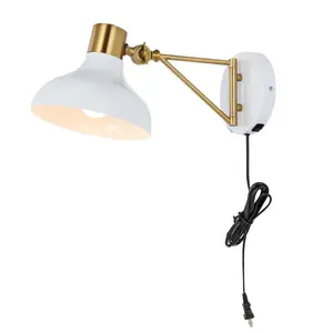 JONATHAN Y Lynn 15" Swing Arm Modern Midcentury Iron USB Charging Port LED Sconce