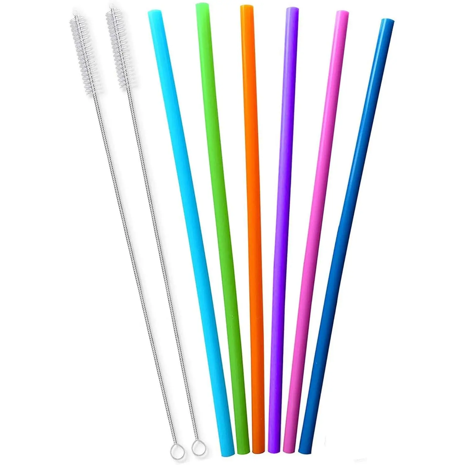 Extra Long 14.5 Inch Reusable Silicone Straws for Wine Bottle,1 Gallon/128 64 75 OZ Water Bottle,Mugs,1/Half Gallon Hydro Water Jug, Flexible Tall Giant Big Gallon Jug Drinking Straw With Brush-8 Pack