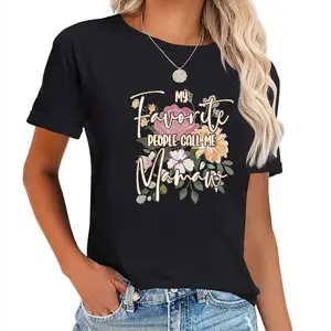 Cotton Short Sleeve Womens My Favorite People Call Me Mamaw T-Shirt Black 2XL for Men Women for Daily Wear