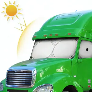 Semi-Truck Sunshade for Windshield and Side Window - Premium Quality Protective Reflective Maximum Coverage to Block UV Sun Heat Rays Best for Commercial, Transport & Big Truck