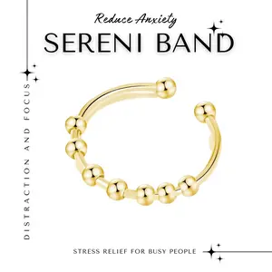 Sereni Band, Anxiety Ring, Antistress, Nail Biting Solution, Spinner Ring, Worry Ring, Stainless Steel Spiral Beads Rotate Jewellery