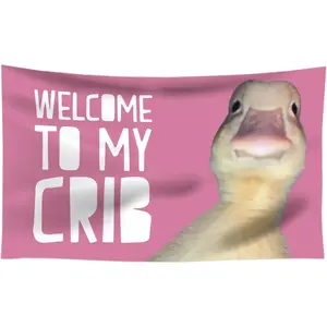Smooth "Welcome to My Crib" Print Wall Hanging Tapestry, 60x40in Lightweight Home Decor, Ideal for Bedrooms, College Dorms