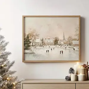 Cozy Autumn Coffee Shop and Bookstore Wall Art – Moody Fall Cafe Scene Poster for Thanksgiving Decor